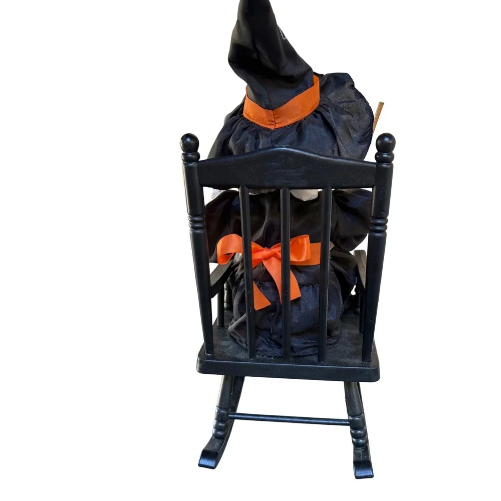 1990s Halloween Witch in Rocking Chair Figurine with Broom *Doesn't Work Vintage